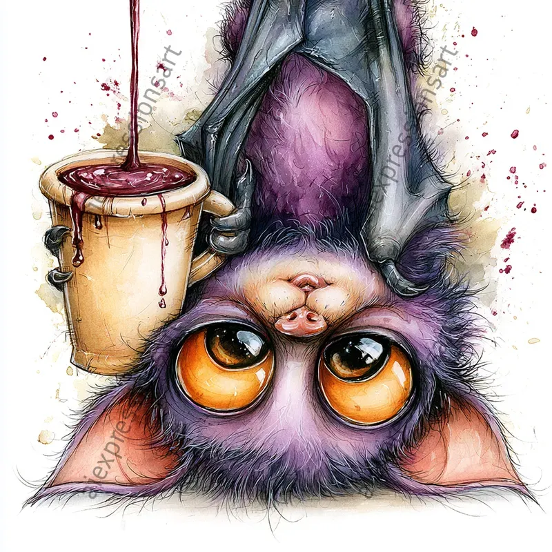 Coffee Monster Watercolor Caricatures