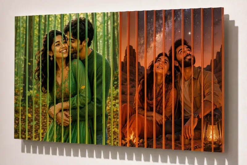 Ribbon Strips Romantic Couple Artworks