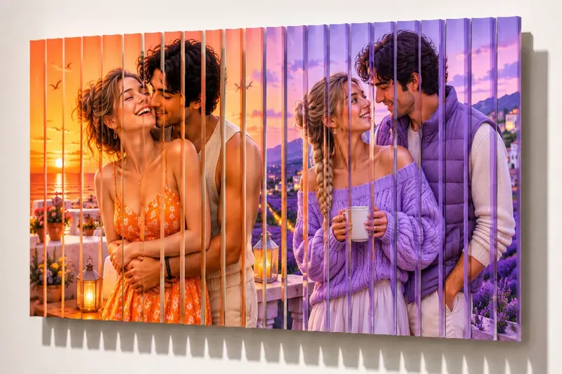 Ribbon Strips Romantic Couple Artworks