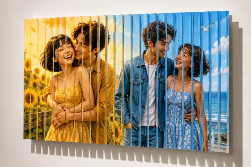 Ribbon Strips Romantic Couple Artworks
