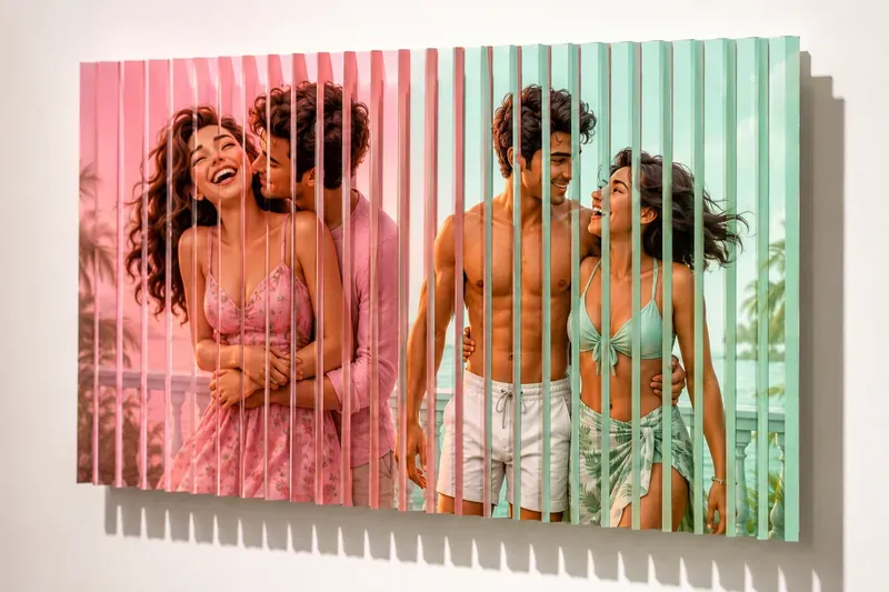 Ribbon Strips Romantic Couple Artworks