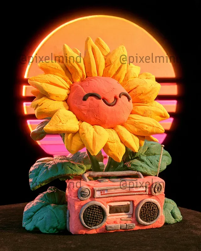 Clay 80s Sunset Tshirt Designs