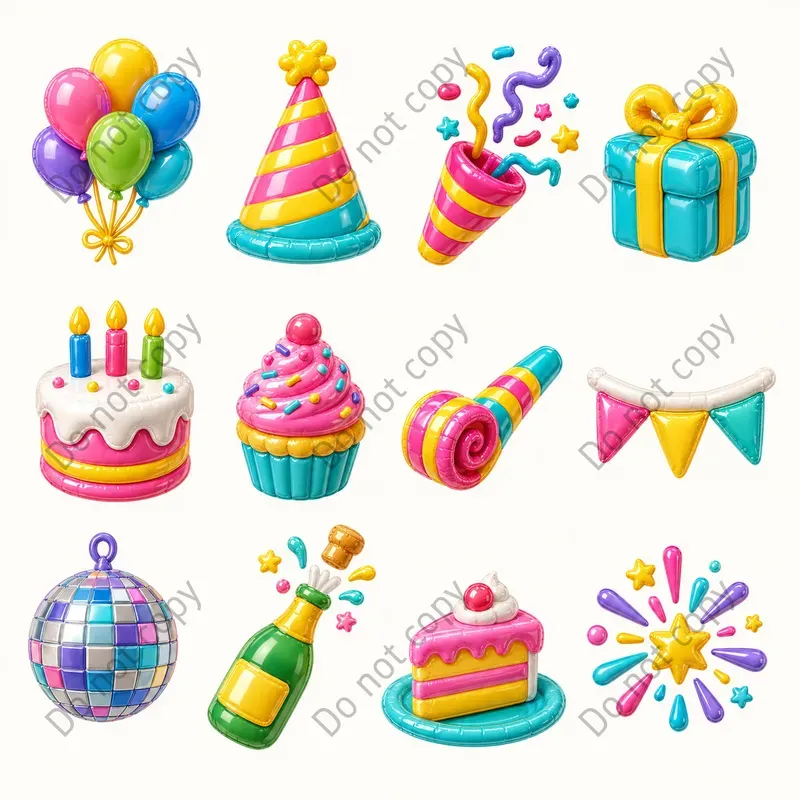 Inflatable 3D Icon Sets Any Theme