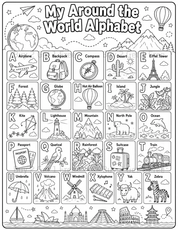 Coloring Book Kids Alphabets