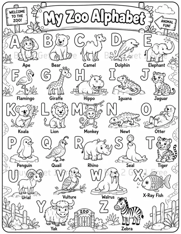 Coloring Book Kids Alphabets