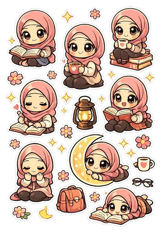 Kawaii Character Sticker Sheet Templates