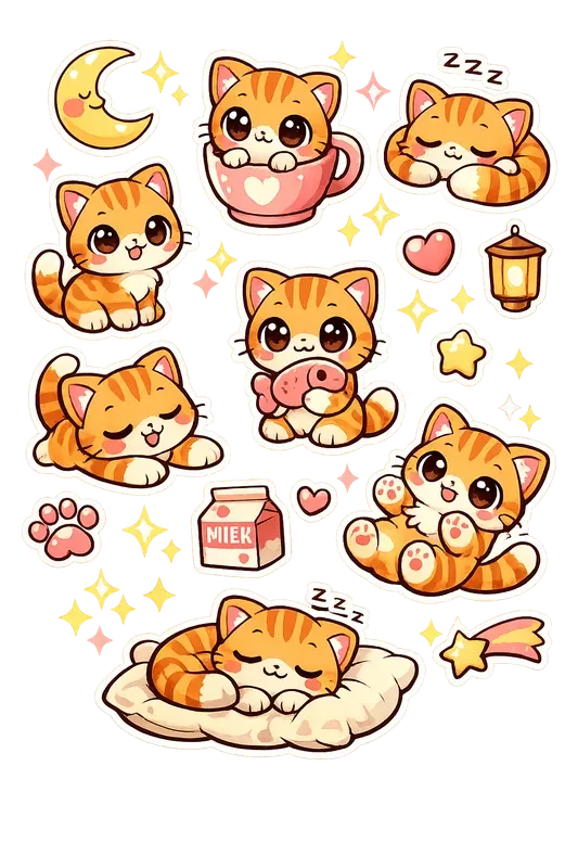 Kawaii Character Sticker Sheet Templates