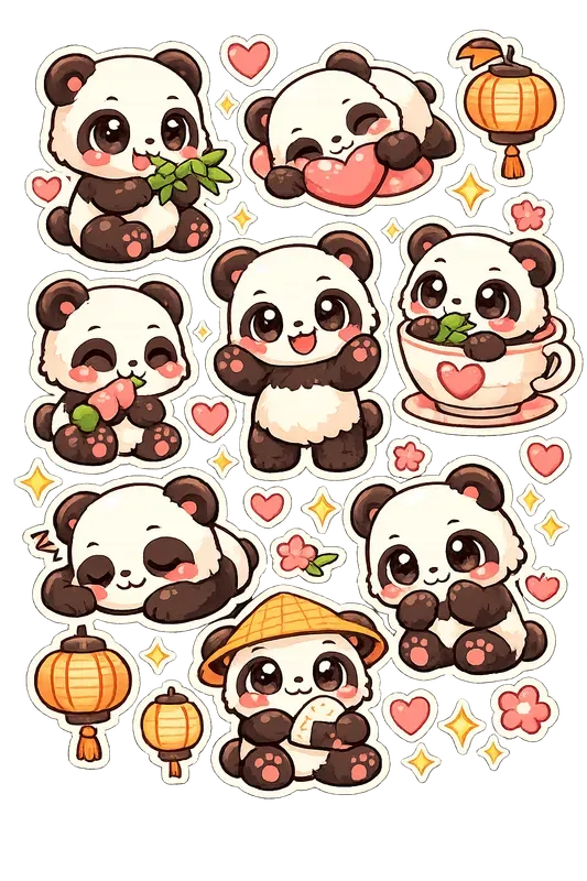 Kawaii Character Sticker Sheet Templates