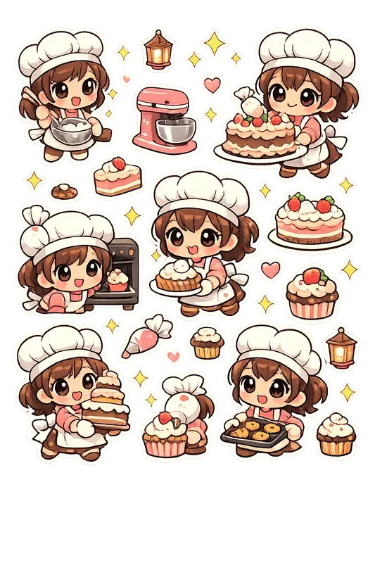 Kawaii Character Sticker Sheet Templates