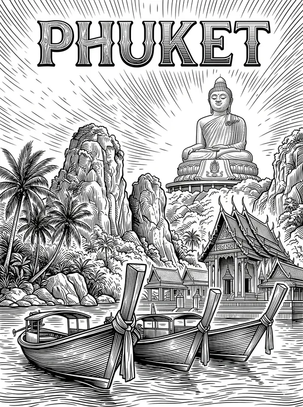 Black White Etched Travel Posters