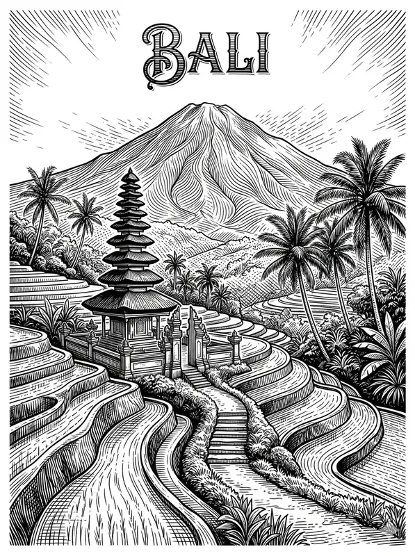 Black White Etched Travel Posters