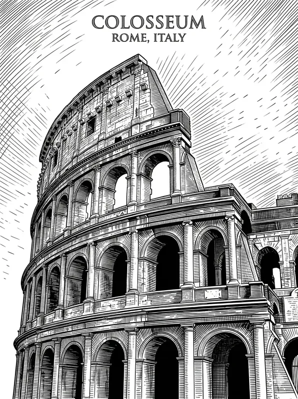 Black White Etched Travel Posters