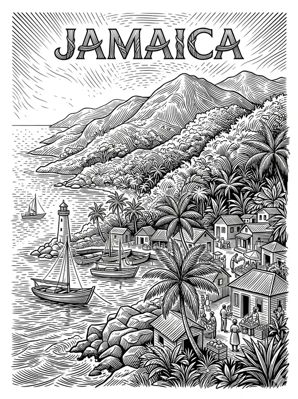 Black White Etched Travel Posters