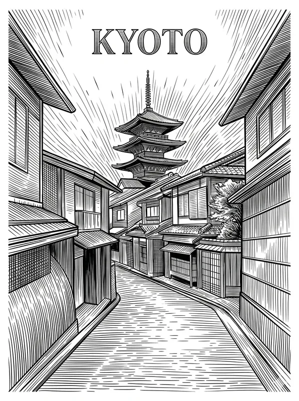 Black White Etched Travel Posters
