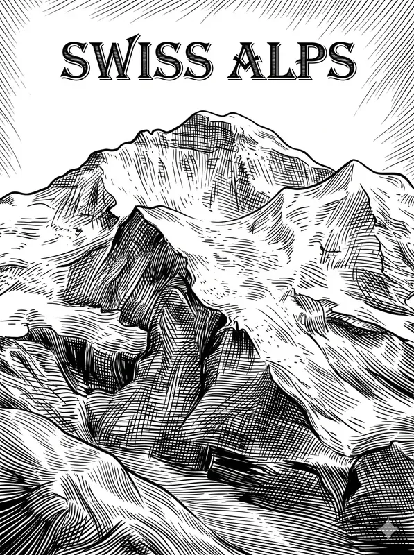 Black White Etched Travel Posters