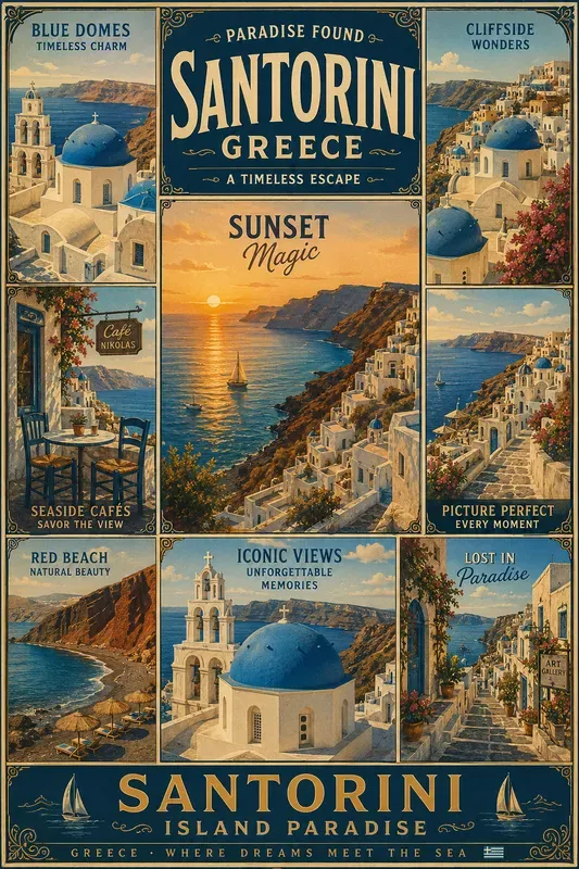 Vintage Travel Poster Grid Designs
