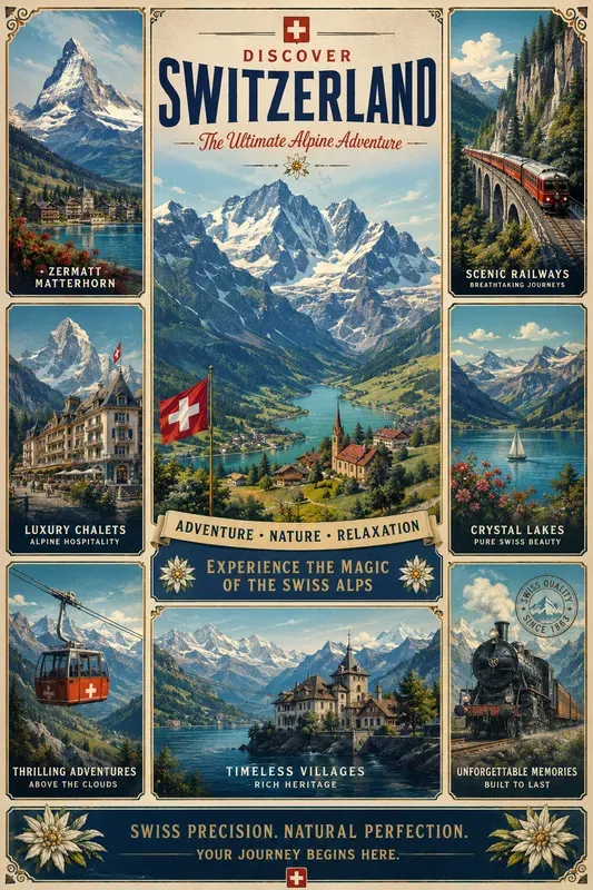 Vintage Travel Poster Grid Designs