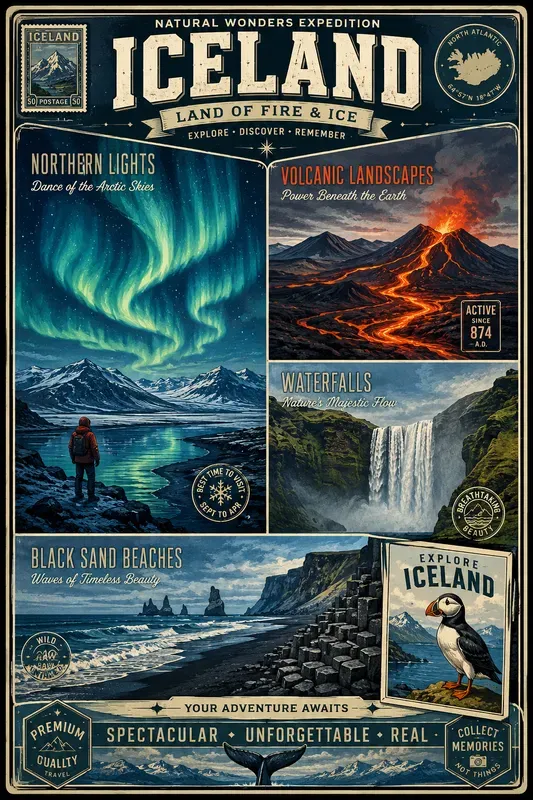 Vintage Travel Poster Grid Designs