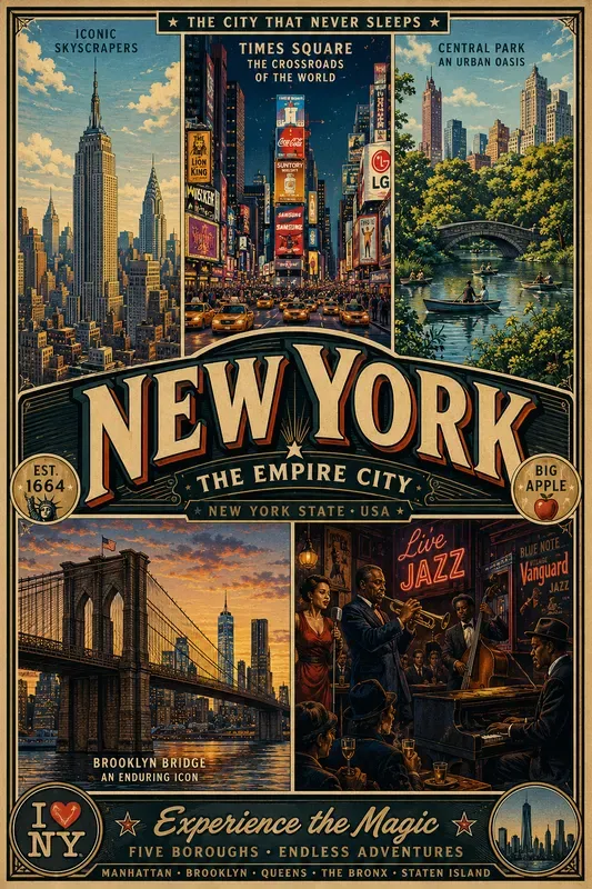 Vintage Travel Poster Grid Designs