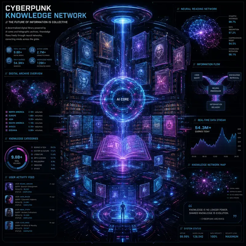 Dark Library Infographic Posters