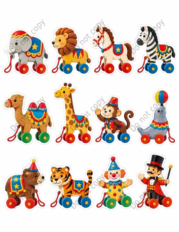 Cute Pull Along Toy Sticker Sheets