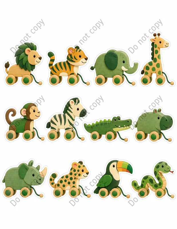 Cute Pull Along Toy Sticker Sheets