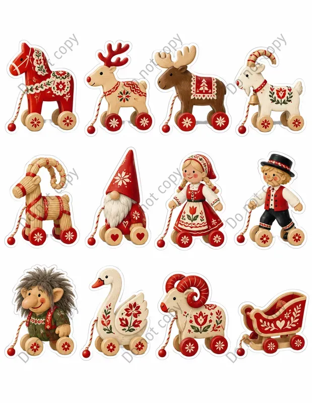 Cute Pull Along Toy Sticker Sheets