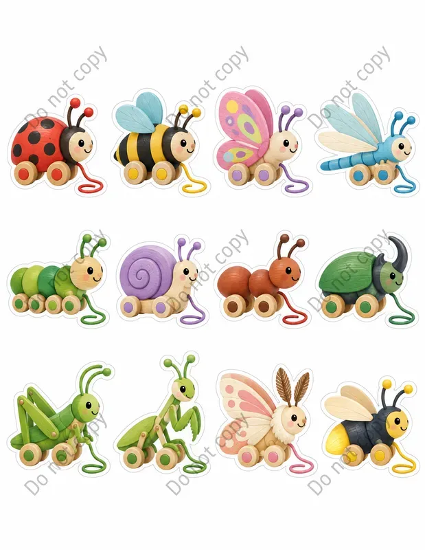 Cute Pull Along Toy Sticker Sheets