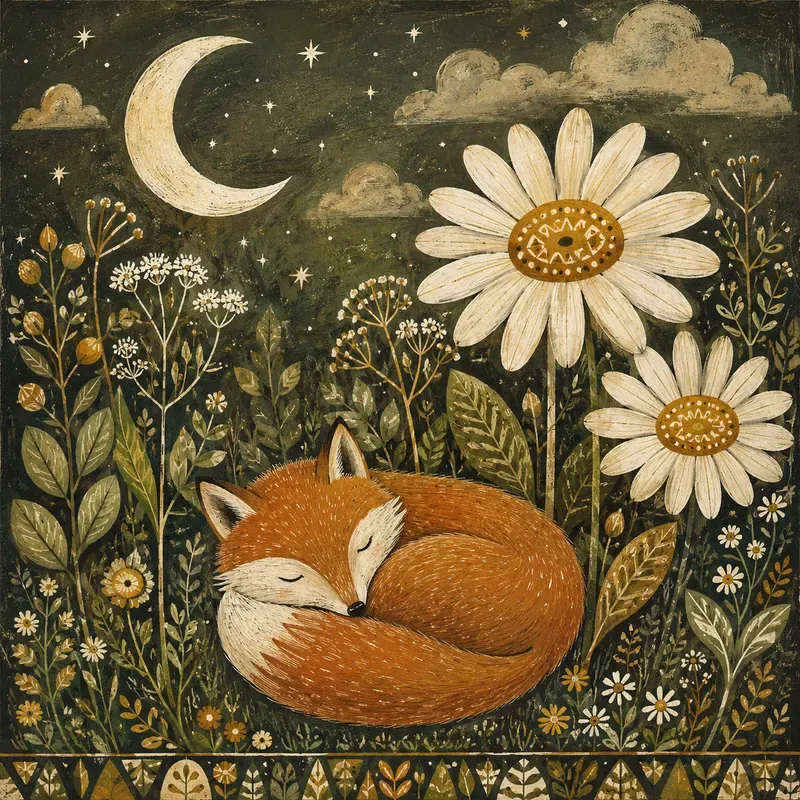 Whimsical Folkart Animal Illustrations