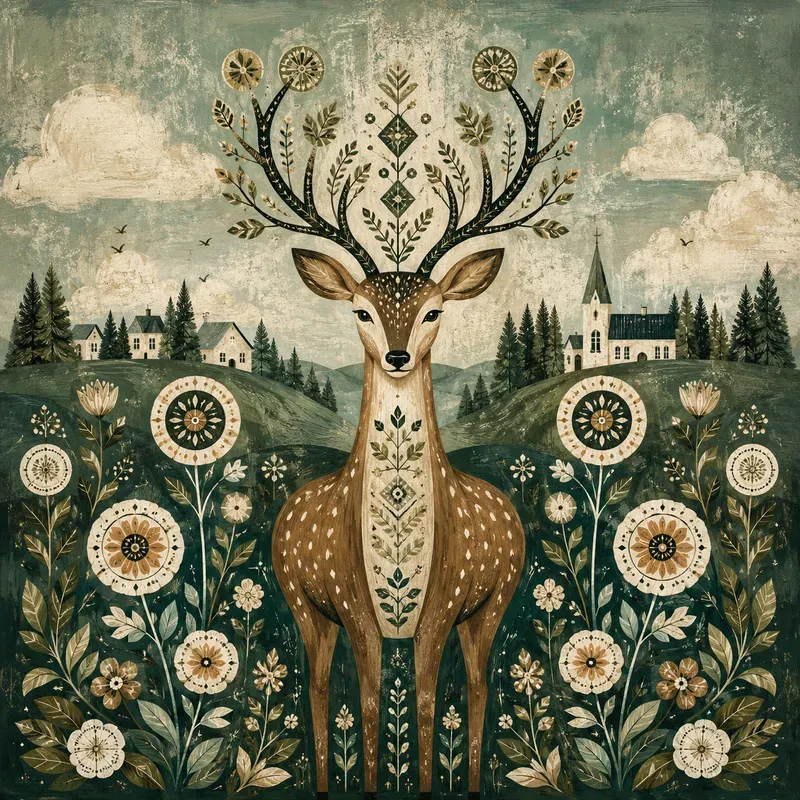 Whimsical Folkart Animal Illustrations