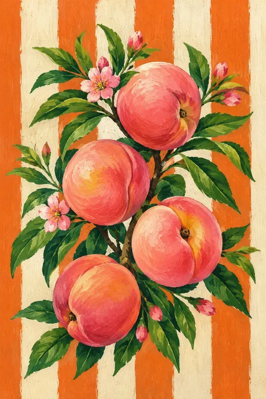 Striped Botanical Acrylic Paintings