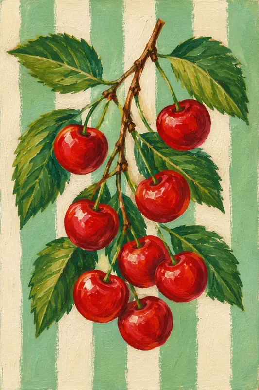Striped Botanical Acrylic Paintings