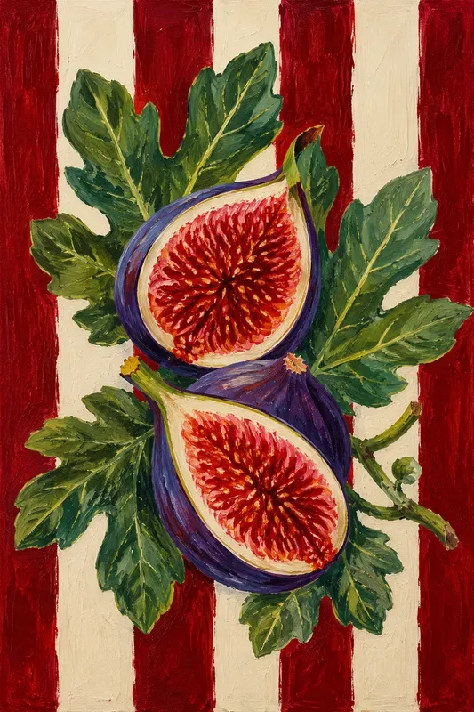 Striped Botanical Acrylic Paintings