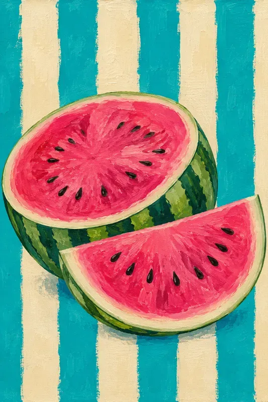 Striped Botanical Acrylic Paintings
