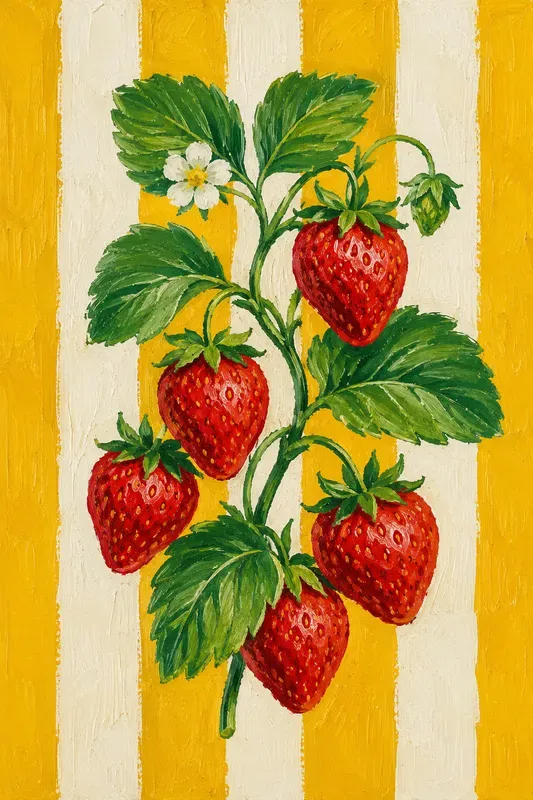 Striped Botanical Acrylic Paintings