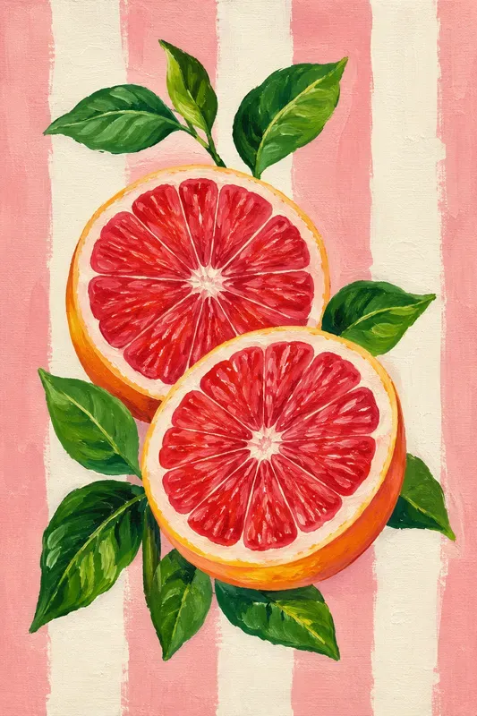Striped Botanical Acrylic Paintings