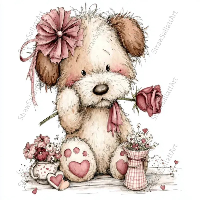 Love Animals Valentine Teddy Clipart Sets