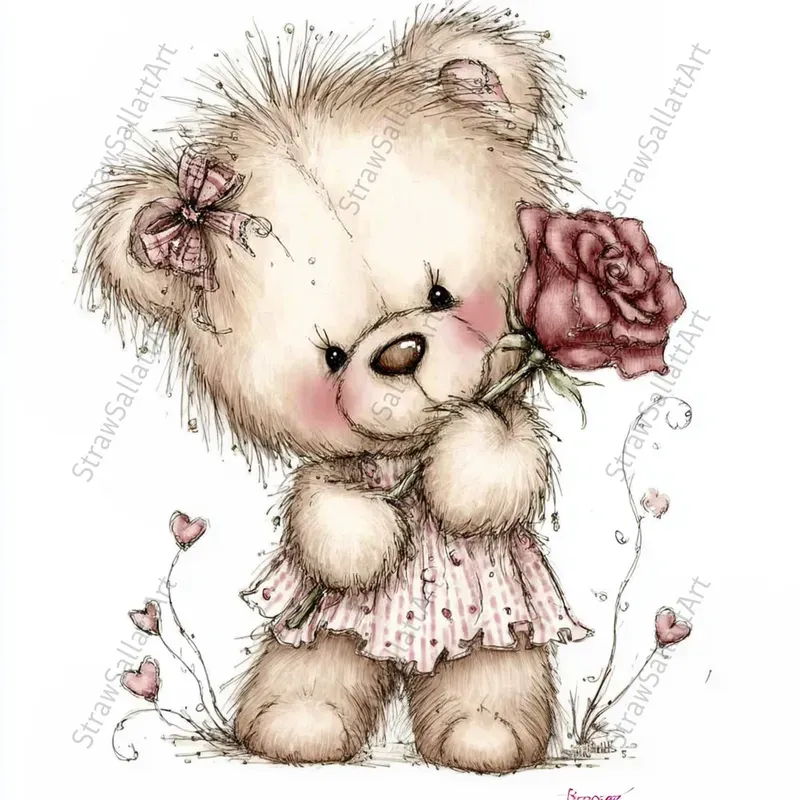 Love Animals Valentine Teddy Clipart Sets