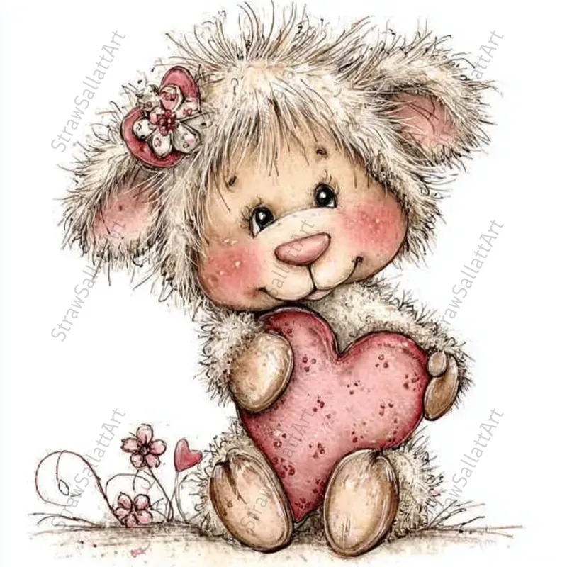 Love Animals Valentine Teddy Clipart Sets