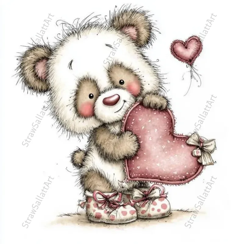 Love Animals Valentine Teddy Clipart Sets