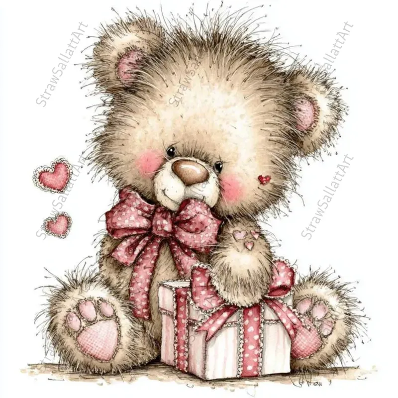 Love Animals Valentine Teddy Clipart Sets