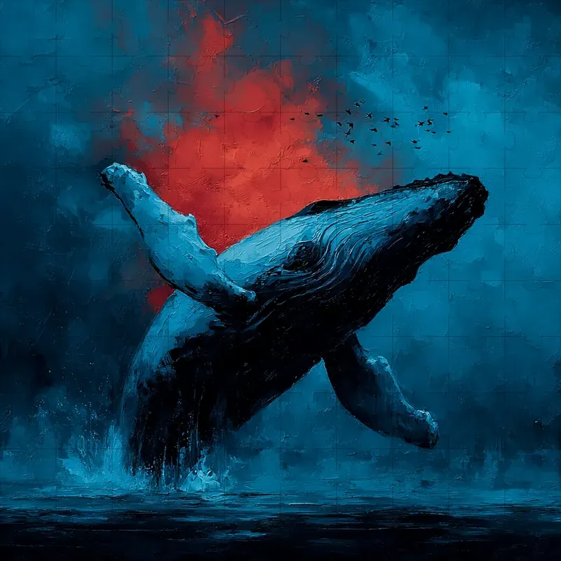 Oil Paint Moody Blue Red Expressive