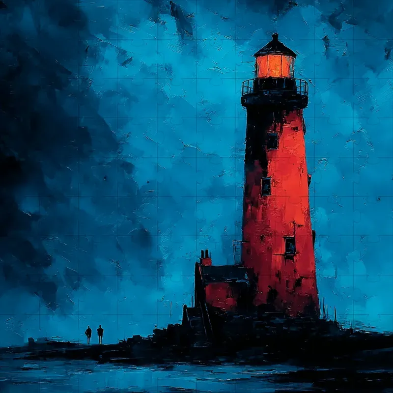 Oil Paint Moody Blue Red Expressive