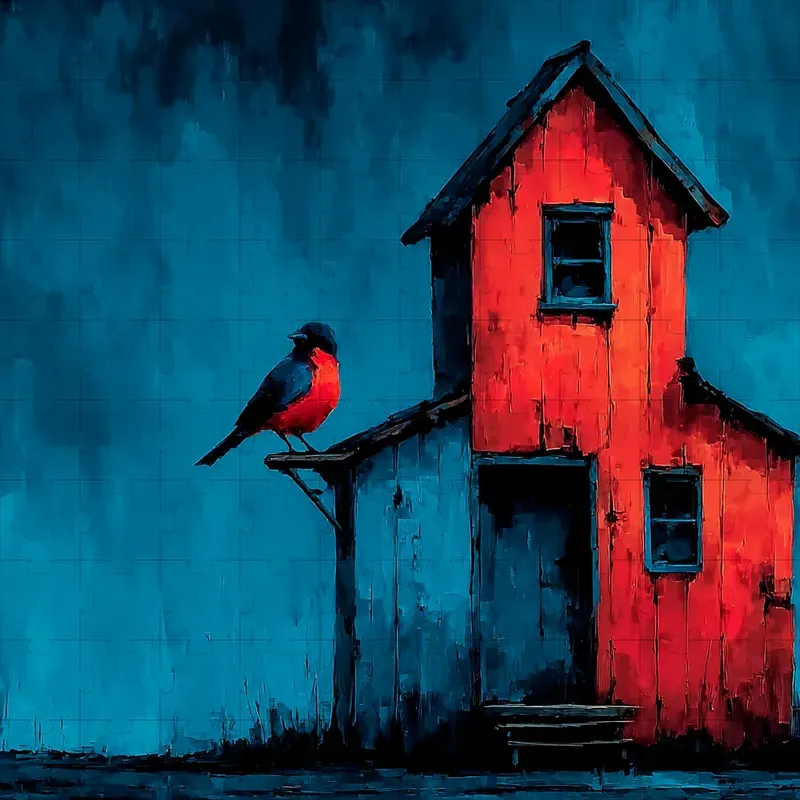 Oil Paint Moody Blue Red Expressive