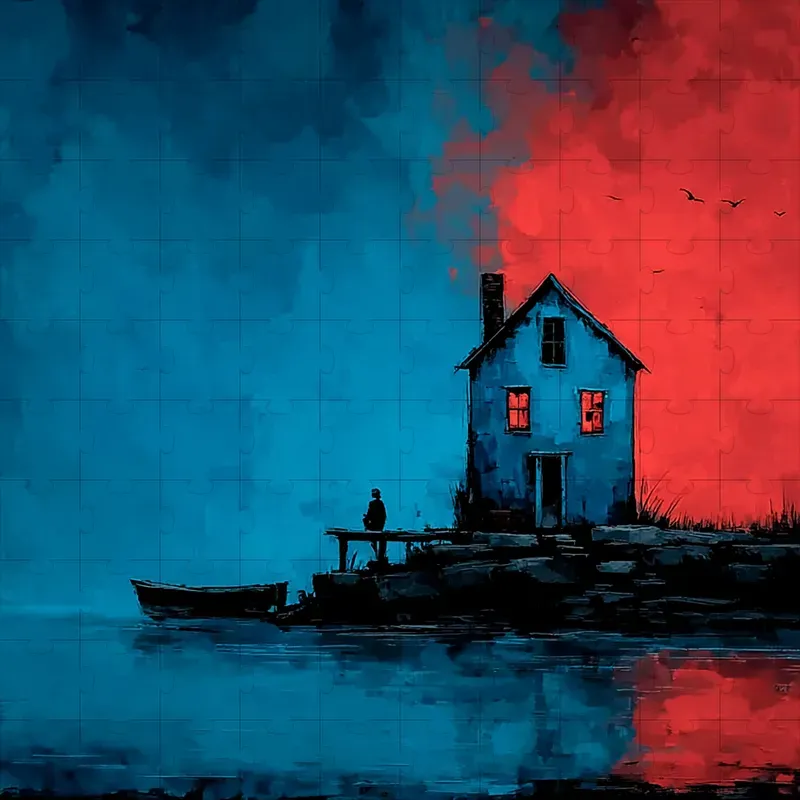 Oil Paint Moody Blue Red Expressive