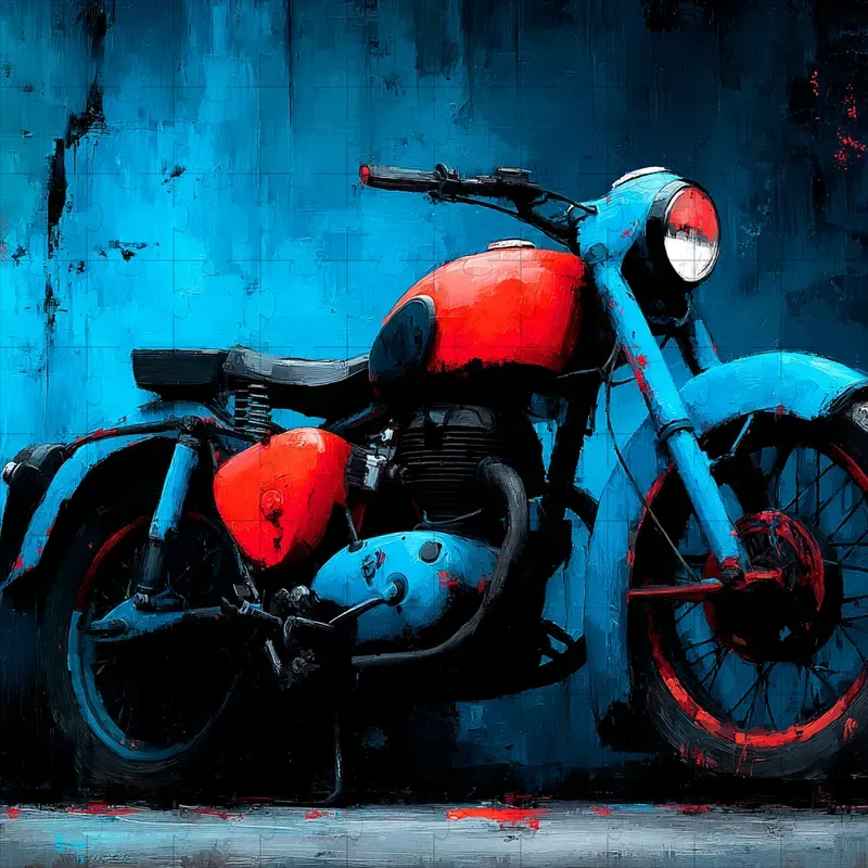 Oil Paint Moody Blue Red Expressive