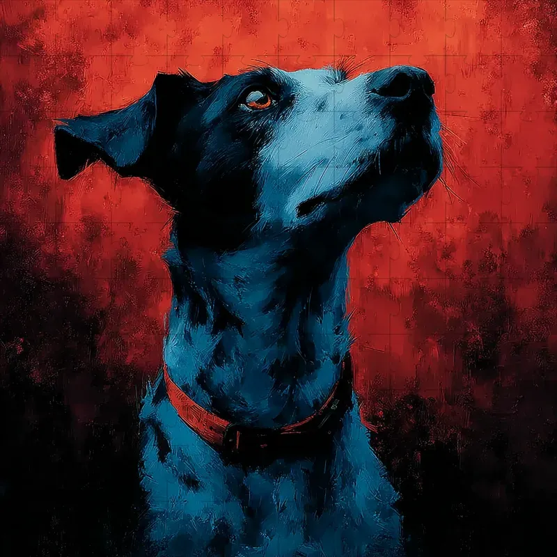 Oil Paint Moody Blue Red Expressive