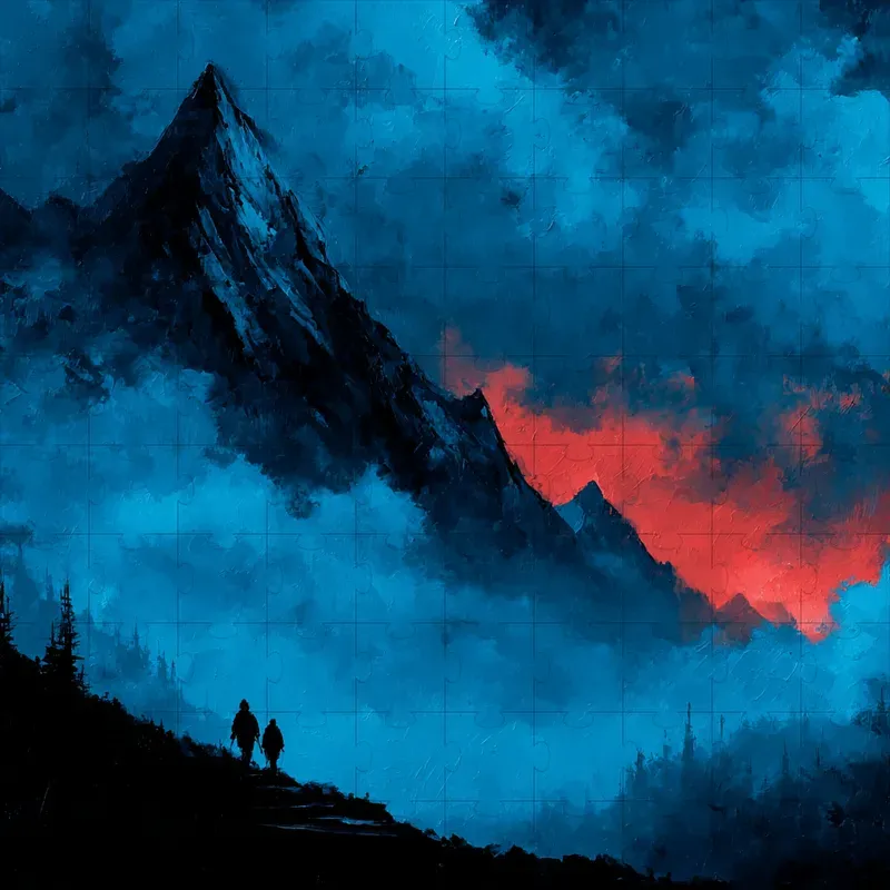 Oil Paint Moody Blue Red Expressive