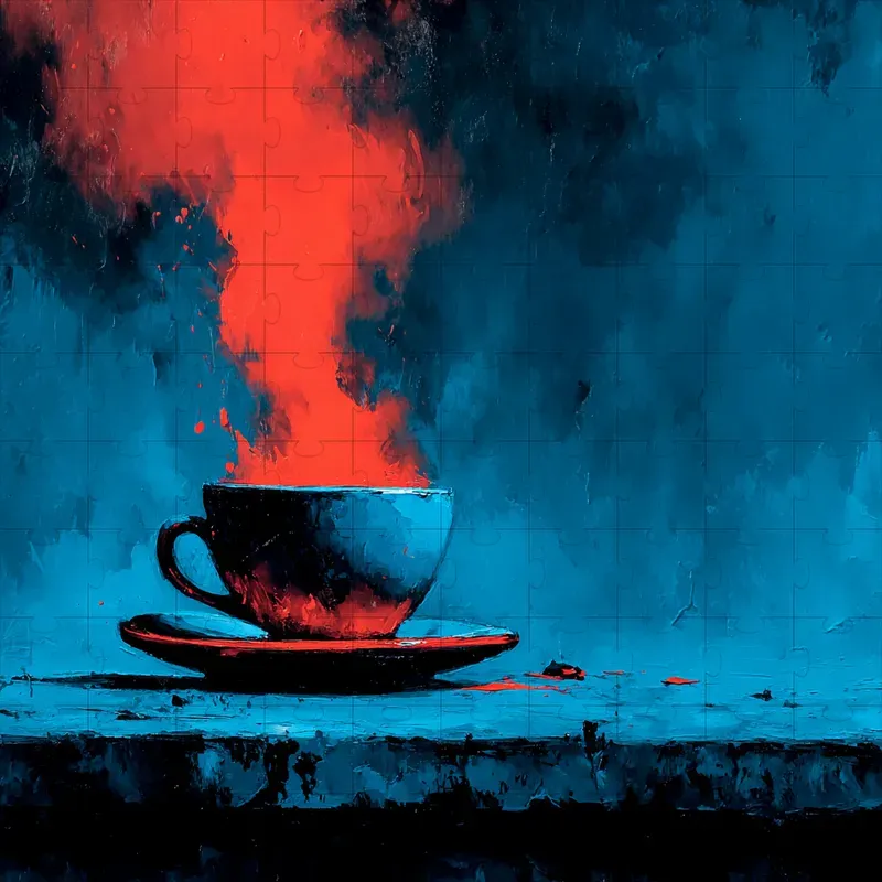 Oil Paint Moody Blue Red Expressive