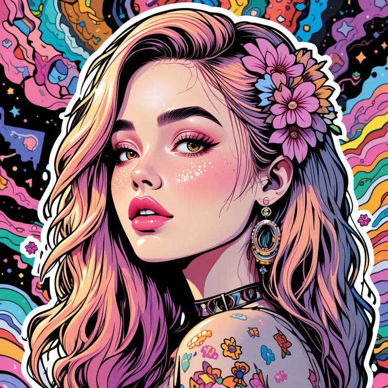 Vibrant Trendy Sticker Art Designs